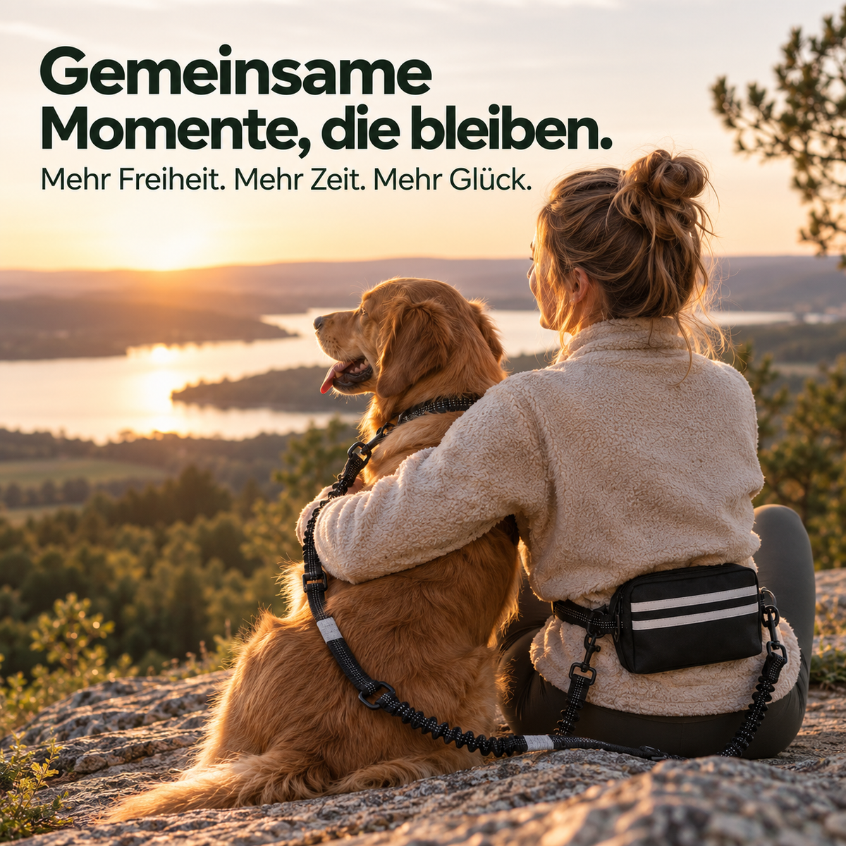 Freihand-Leine mit Bauchgurt & Tasche
