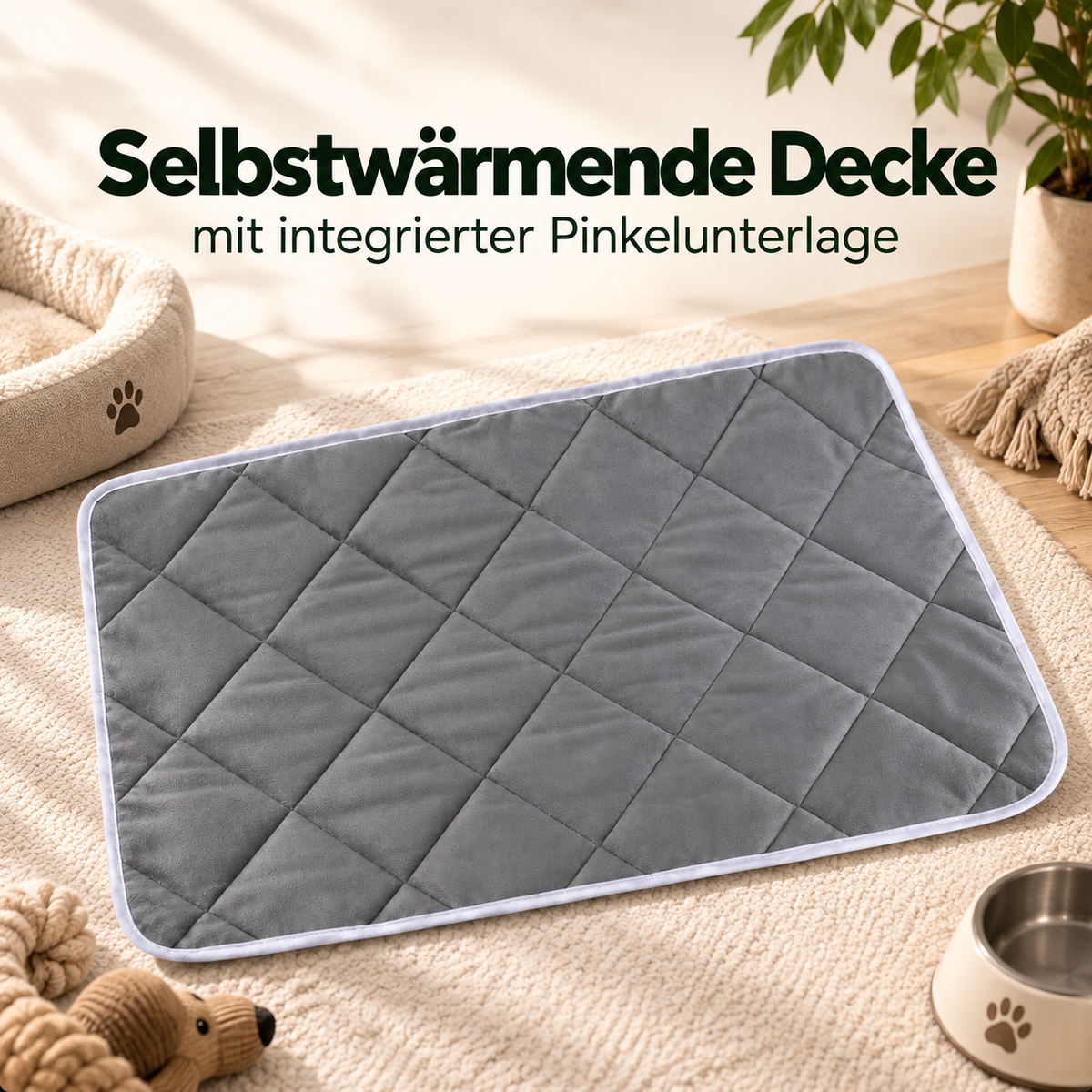 Selbstwärmende Thermomatte - mit integrierter Pinkelunterlage